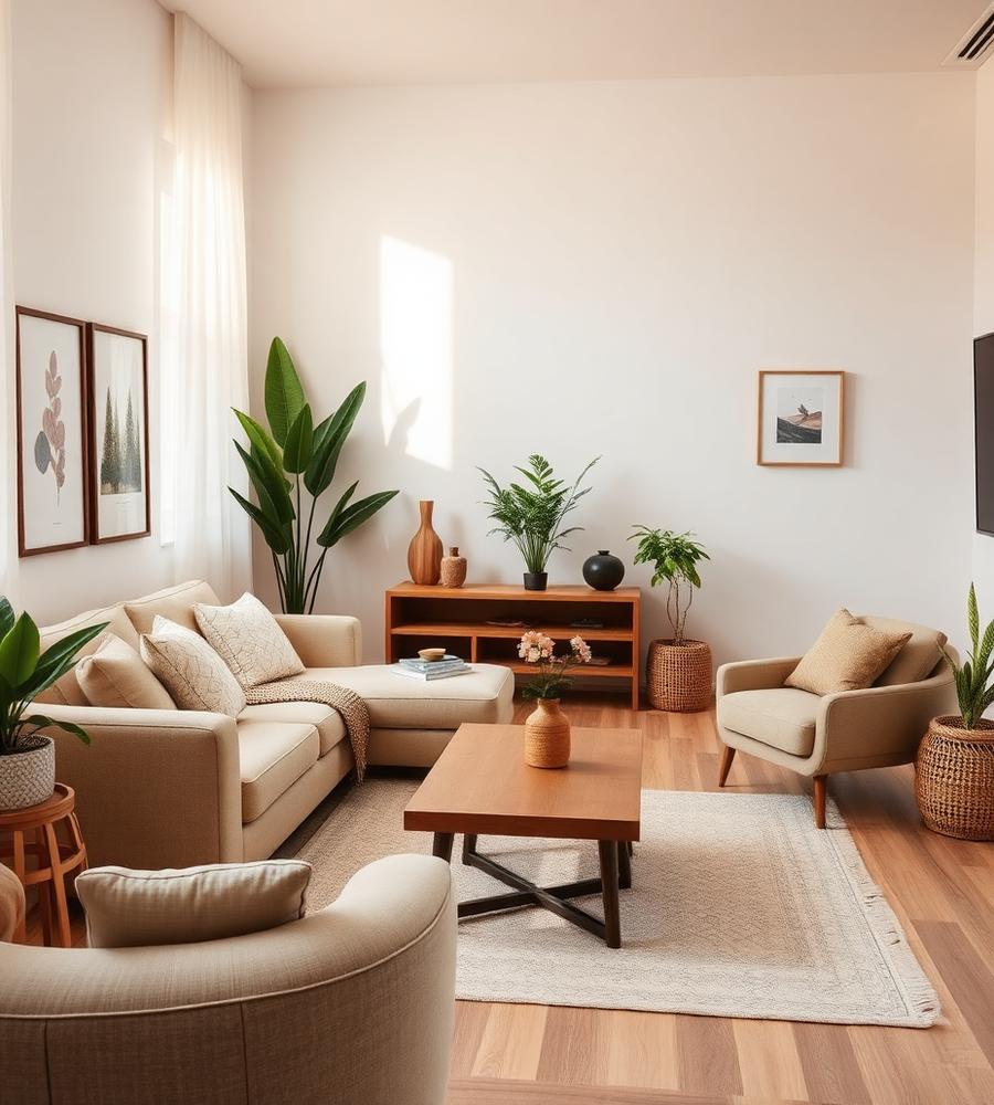 Sala de estar moderna y acogedora
